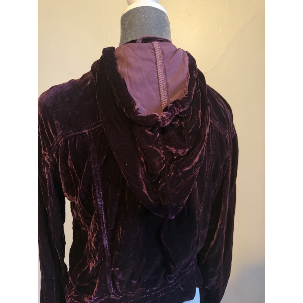 marrakech anthropologie Burgundy Velvet‎ Jacket Hoodie Romantic Vampire Goth XS - Picture 8 of 11